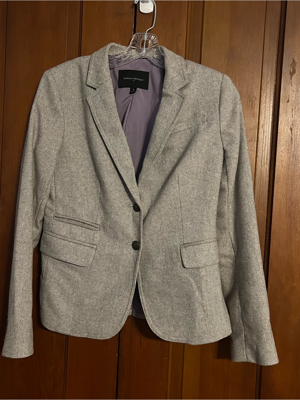 Banana Republic Factory Wool Blend Lined Herringbone Blazer Size 4